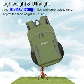 Bekahizar 20L Ultra Lightweight Backpack Foldable Hiking Daypack Rucksack Water Resistant Travel Day Bag for Men Women Kids Outdoor Camping Mountaineering Walking Cycling Climbing (Green)