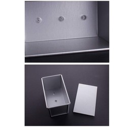 Chris.W Pullman Loaf Pan with Lid, 0.99Lb Dough Capacity Non-Stick Rectangle Flat Toast Box for Oven Baking (450g)