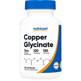 Nutricost Copper Glycinate Capsules (120 Capsules, 3MG Copper per Serving) - Non GMO, Vegan