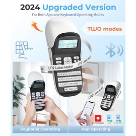 Phomemo Label Maker Machine with Tape, Label Maker LT-12, Bluetooth Label Maker Small Handheld Labeler with QWERTY Keyboard, Multiple Templates Font Icon, Large Display for Home Office Organization