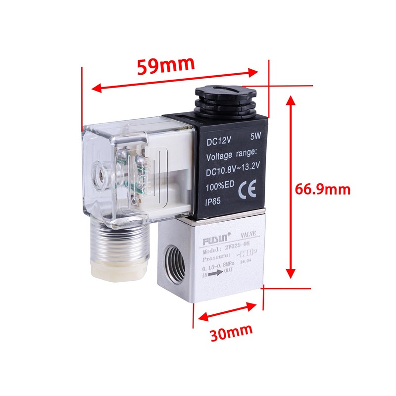AOMIKITSTU Solenoid Valve 12V, 2v025-08 DC12V Electric Pneumatic Solenoid Valve,
