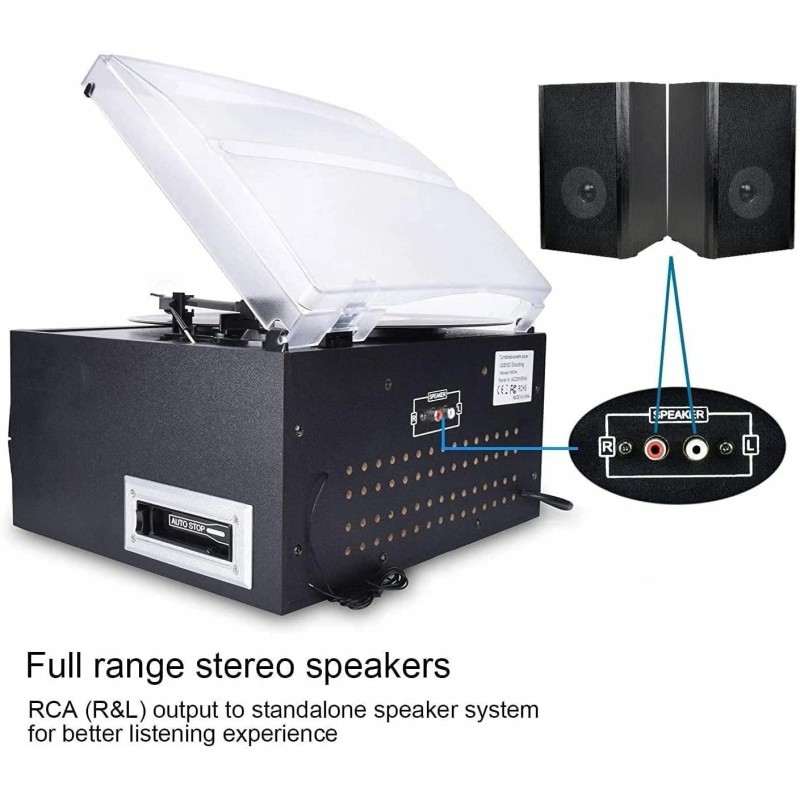 Ditigtnow! Bluetooth Record Player Turntable with Stereo Speaker, LP Vinyl