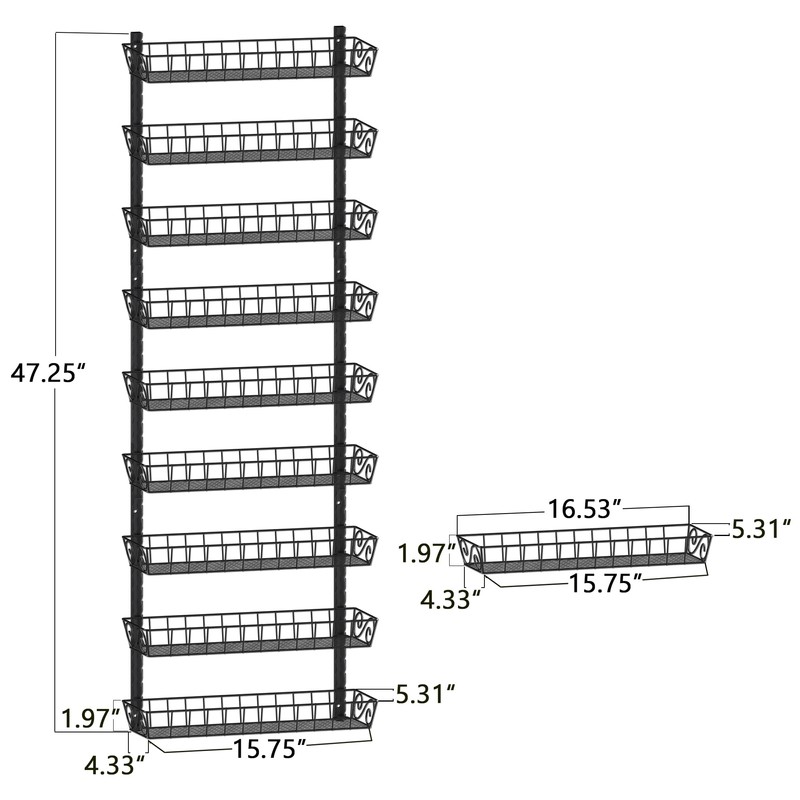 SWOMMOLY Adjustable Wall Mount Spice Rack, 9-Tier Dual-use (Multi-use) Organizer,