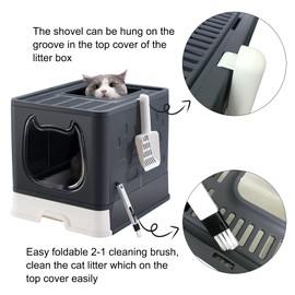 Suhaco Cat Litter Box Enclosure with Lid Hidden Covered Kitten Litter Box Top Entry Kitty Litter Boxes (Dark Black)
