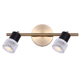 ELSEE 2-Light Track Lighting – Black & Gold, Clear Ribbed Glass Shades, Adjustable Heads, Modern Ceiling Fixture for Kitchen, Living Room, or Hallway