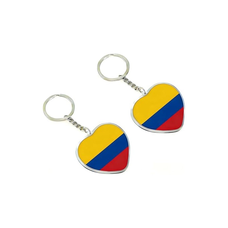 JAVD Llavero con bandera de Colombia con forma de corazón