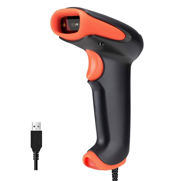 Tera Upgraded USB Laser 1D Barcode Scanner Wired Officially Certified Dustproof Shockproof Waterproof IP65 Ergonomic Handle Ultra Long Bar Code Reader Fast and Precise Scan Plug and Play L5100Y