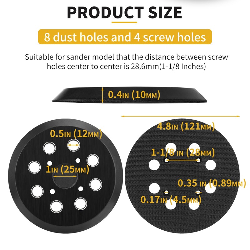 Gnellkoor 5 Inch 8 Hole Orbital Sander Pads Compatible with