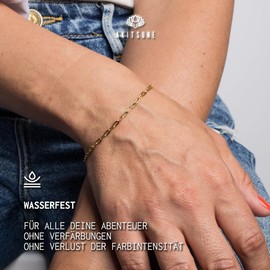 Akitsune Hope Women's Bracelet, Elegant 316L Stainless Steel Bracelet for Women, Waterproof and Hypoallergenic, 2 mm Diameter, Slim Chain Bracelet with 15 cm Length + 3 cm Extension, Stainless Steel