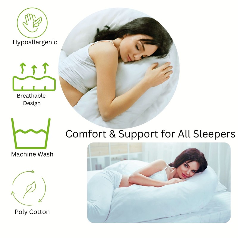 KANAK V Shaped Pillowcase Plain Polycotton Back & Neck Support