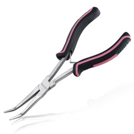LEONTOOL Tapered Lead Pliers, Bent Type, Tweezer Pliers, Extra Fine, Tweezer Pliers, Long Reach Pliers, Needle Remover Pliers, Mini Tip Radio Pliers, Bent Type, Jagged, Spring Included, Anti-Slip,