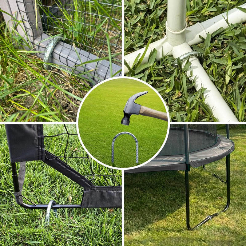 YANYUCB Ground Anchors,8 Pack Galvanised Threaded Steel Rebar Stakes,Trampoline Stakes,12