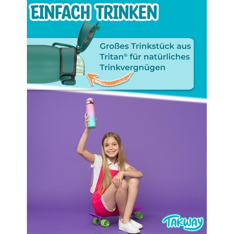 TAKWAY Children's Drinking Bottle Leak-Proof with Fruit Strainer, 600 m,