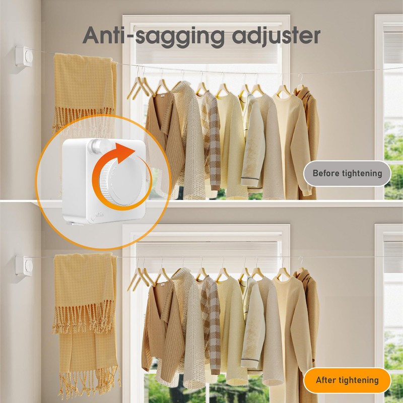 Mzzelry Retractable Heavy Duty Clothesline - Wall Mounted Indoor and