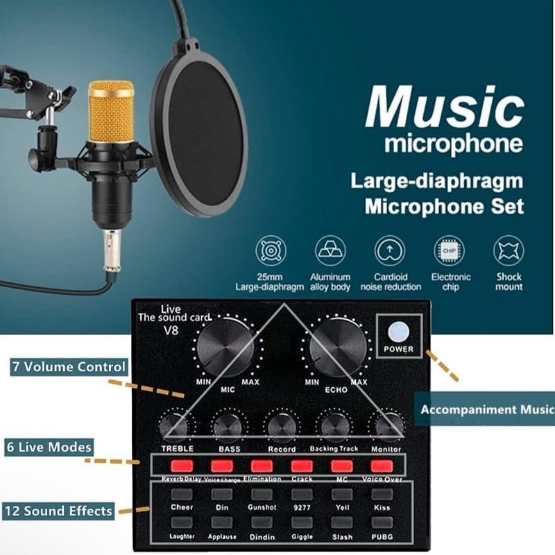 BM-800 Podcast Equipment Bundle with Voice Changer, Live Sound Card,