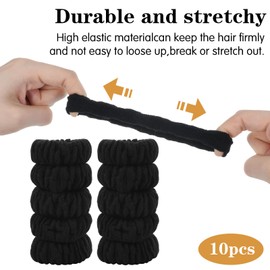 10 Pcs Black Scrunchie for Women, Ymapinc Elastic Black Hair Bands, Soft Nylon No Damage Hair Ties, Ponytail Holders Hair Accessories