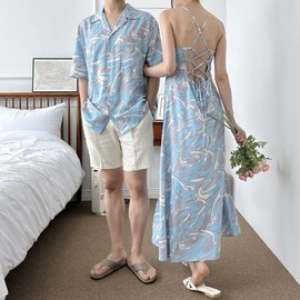 Couple Look Similar Look Wave Men's and Women's Couple Beachwear Summer Look SD-240614 SH221 Shirt/FREE