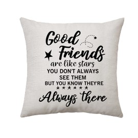 Aconesong Good Friends Gifts Friendship Quotes Throw Pillow Cover Good Friends Like Stars Pillow Case Ideal Cushion Covers Gift for Women, Girl, Friends Birthday
