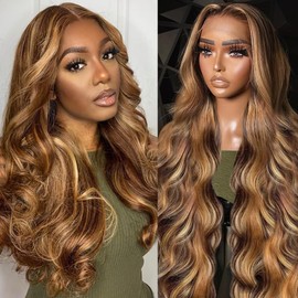 GBUN 22 Inch Ombre Lace Front Wig Human Hair 200 Density 4/27 Body Wave Lace Front Wigs Human Hair Pre Plucked With Baby Hair 13x4 Lace Front Wigs Human Hair Colored Wigs Human Hair for Women