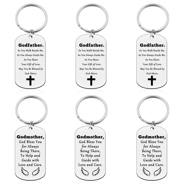 6PCS Religious Keyring Gift Godmother Gift for Women Godfather Gift