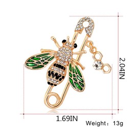 Bee Brooch pins Women Enamel Crystal Insect Pin Lapel Pin Large Safety Pin