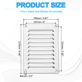 PATIKIL 8.5x6 Inch Aluminum Vent Cover, Screen Air Grille Ventilation Cover HVAC Louvered Grill for Home Kitchen Fireplace Bathroom Wall Ceiling, Silver