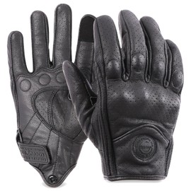 Sheepskin Motorcycle Gloves with Protector for Back of Hand (XL)