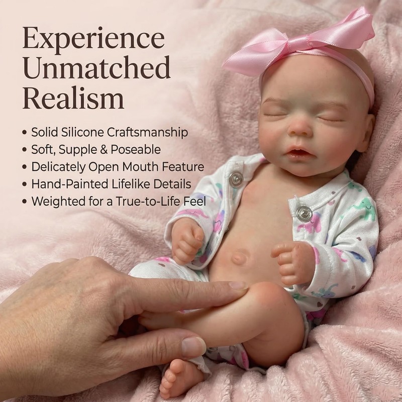 Aniiyy 10 Inch Silicone Newborn Baby Doll, Open Mouth Lifelike
