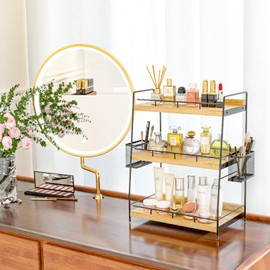 BSTSLL Bathroom Counter Organizer,Bathroom Countertop Organizer with Baskets,Vanity Organizers,Counter Shelf,Countertop Storage, Makeup Organizers