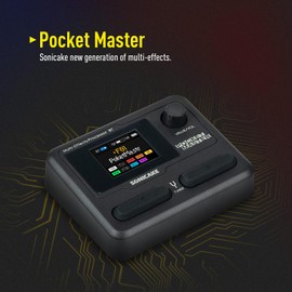 SONICAKE Pocket Master-Portable Multi Effects Pedal, 100+ Built-in Guitar/Bass/Acoustic Effects, Amp Modeling, IR Cabinets Simulation, Stereo OTG USB Audio Interface, Rechargeable Guitar Pedal (Black)