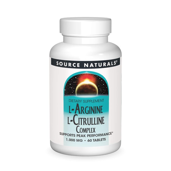 Source Naturals L-Arginine L-Citrulline Complex 1000mg Essential Amino Acid Supplement - 60 Tablets