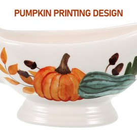 Mikinona Pumpkin Sauce Bowl Large Serving Bowl Lid Perfect for Gravy and Condiments