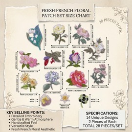 28PCS Mini Flower Embroidery Iron on Patches for Clothing Sewing Craft