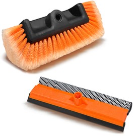 ARTIPOLY 12" Car Wash Brush with Soft Bristle + 10" 2 in 1 Windshield Cleaner Squeegee, Ideal Combination for RV Truck Boat Camper Heavy Duty Tri-Level Dip Wash Brush Car Exterior Washing