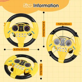 fifibang Children's Steering Wheel Toy, Music Steering Wheel with 360° Rotation, Children's Steering Wheel Tool for Car, Interactive Learning Toy for Children from 2 Years (Yellow)
