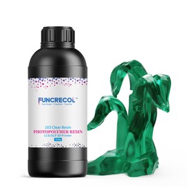 FUNCRECOL 3D Printer Resin 1KG, High Transparent Fast UV-Curing 405nm 3D Resin for LCD/DLP/MSLA Resin 3D Printer, Low Odor High Precision 3D Printing Resin Clear Green