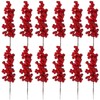 SMEILEE Christmas Red Berry Twig Stem, 12 Pack Artificial Burgundy