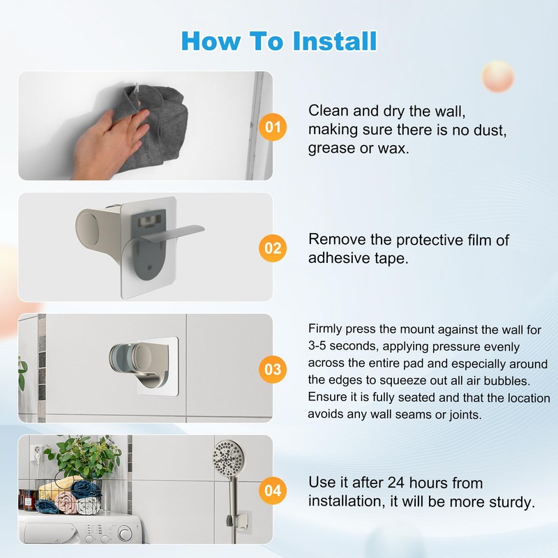 Hibbent 2 Pack Shower Head Holder, Strong Adhesive and Waterproof