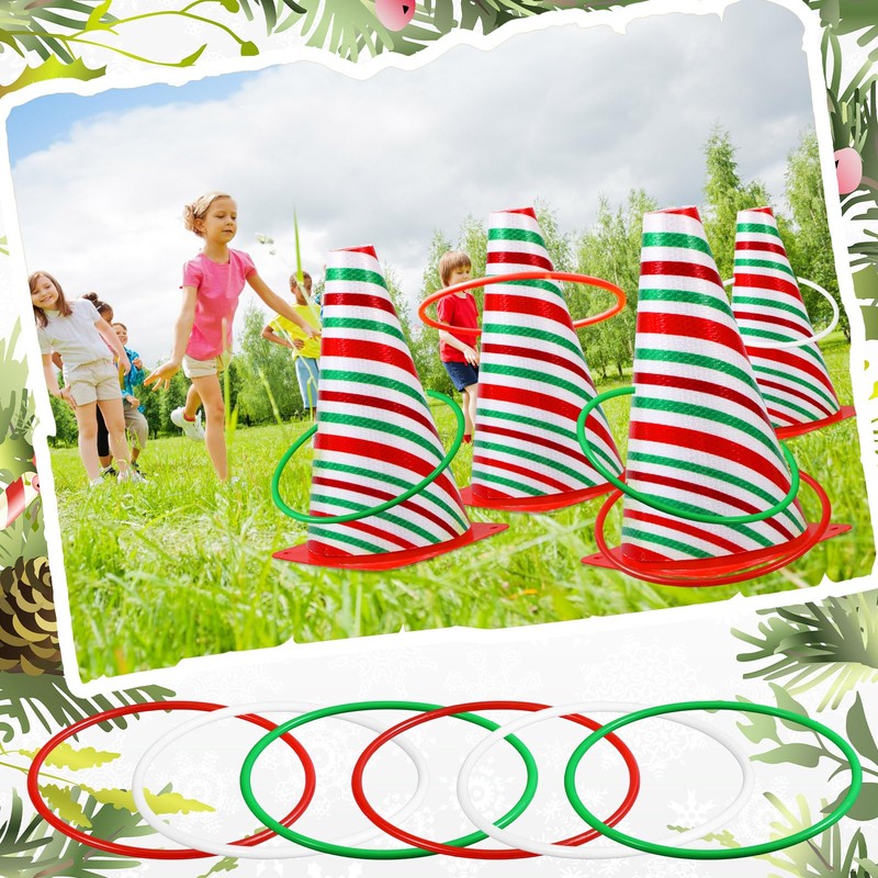 Leitee 6 Sets Candy Corn Ring Toss Game Plastic Cones