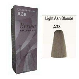 Berina Permanent Hair Dye Color Cream # A38 Light Ash Blonde Color Made in Thailand.(BY PPR)