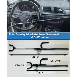 DODOMES Steering Wheel Lock Anti-Theft car Device Car Wheel Locks Heavy Duty Vehicle Security Steering Wheel Lock for Truck Car Vehicles Van Lorry SUV with 4 Keys, Elongated Length MAX 30.5“ Black…