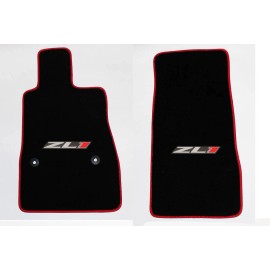 AFM NEW BLACK Carpet Floor Mats 2016-2024 Camaro Embroidered ZL1 Logo Red Binding 2