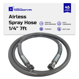 Cosmostar 1/4" x 7' Airless Paint Sprayer Whip Hose – Super Flexible, 3600 PSI Max Pressure, Durable, Universal Fit - (FBE) 245798