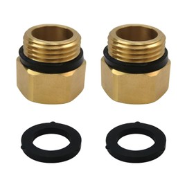 Life Girl Star New Hose Bib Adapter w/Washers 1-1/16" Fine Thread (Female), to 3/4 GHT Male Hoses, 1'' ID, Faucet Fitting Replacement Part, Pack of 2