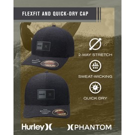 Hurley Men's Caps - Phantom Flexfit Baseball Cap - Fitted Hats for Men (S-XL), Size Large-X-Large, Black