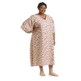 Medline IV Patient Gowns, Royal Print, for Exams, Tieside, 5X-Large, Wine (Pack of 12)