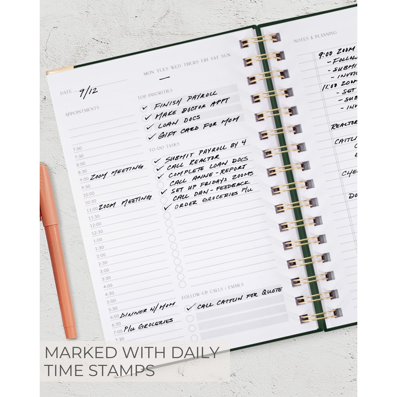 ZICOTO Aesthetic Daily Planner And Notebook With Hourly Schedule -