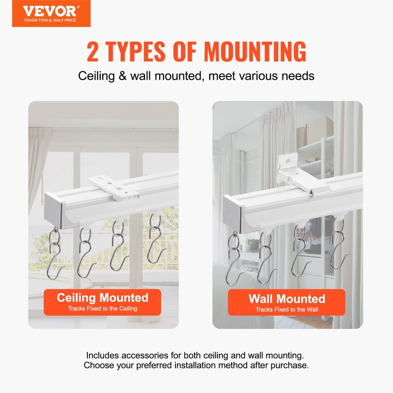 VEVOR Ceiling Curtain Track Set, 11.8 FT/3.6 Meter, Sliding Ceiling