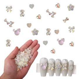 Aurora Bow Nail Charms,100PCS 3D Butterfly Nail Art Decorations Bow Nail Ornaments Resin Nail Art Accessory for Women Girls Salon Home DIY Nail Art Supplies