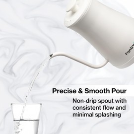 PantryPro Gooseneck Electric Kettle with Temperature Control, 34oz/1.0L Rapid Boil, Stainless Steel Interior, Auto Shut-Off, 1500W, Boil-Dry Protection, LED Indicator - White